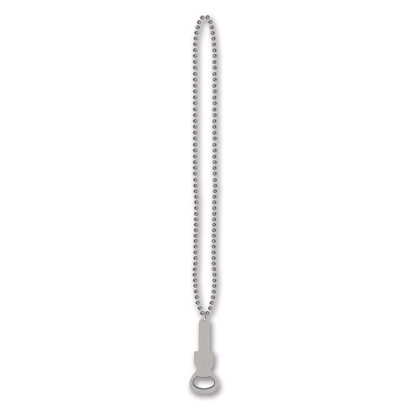 Beistle - Beads w/Bottle Opener - Silver - 12 Pack Image