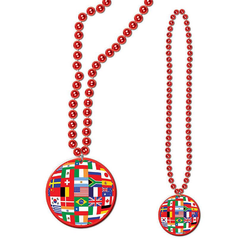 Beistle - Beads w/International Flag Medallion - 12 Pack Image