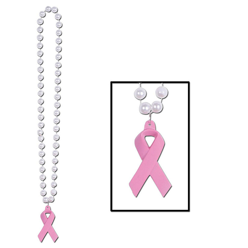 Beistle - Beads w/Pink Ribbon Medallion - 12 Pack Image