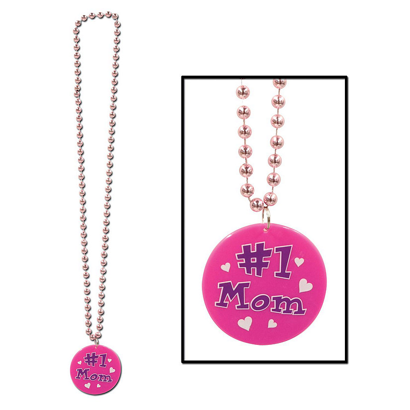 Beistle - Beads w/Printed #1 Mom Medallion - 12 Pack Image