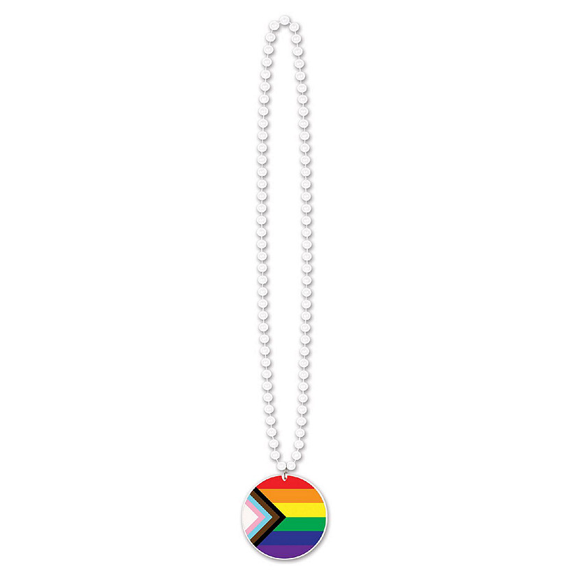 Beistle - Beads w/Printed Pride Flag Medallion - 12 Pack Image