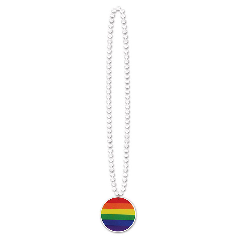 Beistle - Beads w/Printed Rainbow Medallion - 12 Pack Image