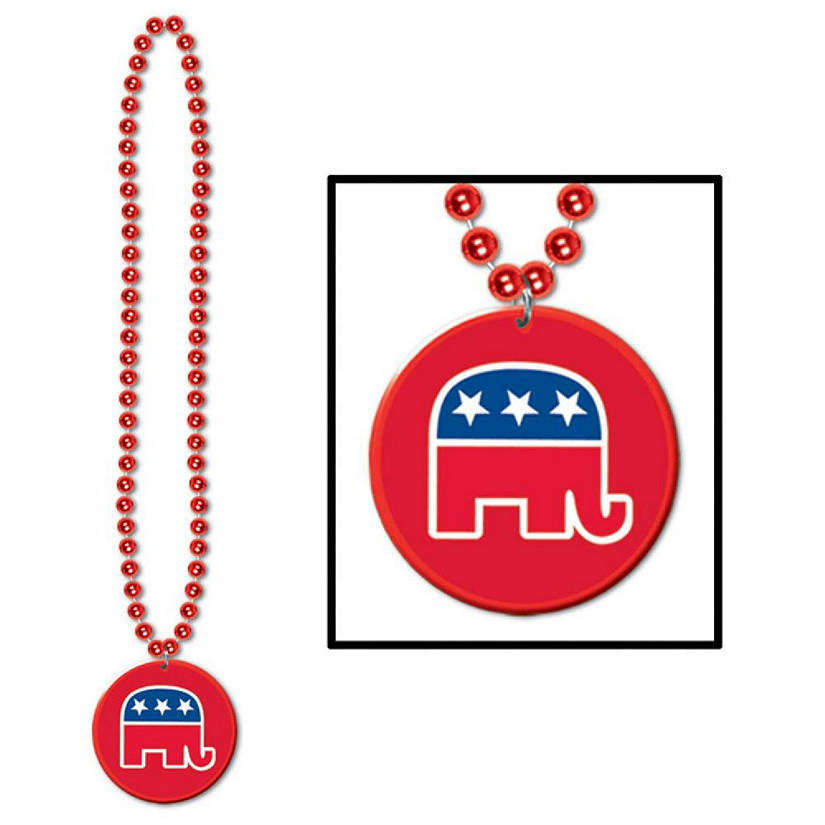 Beistle - Beads w/Republican Medallion - 12 Pack Image