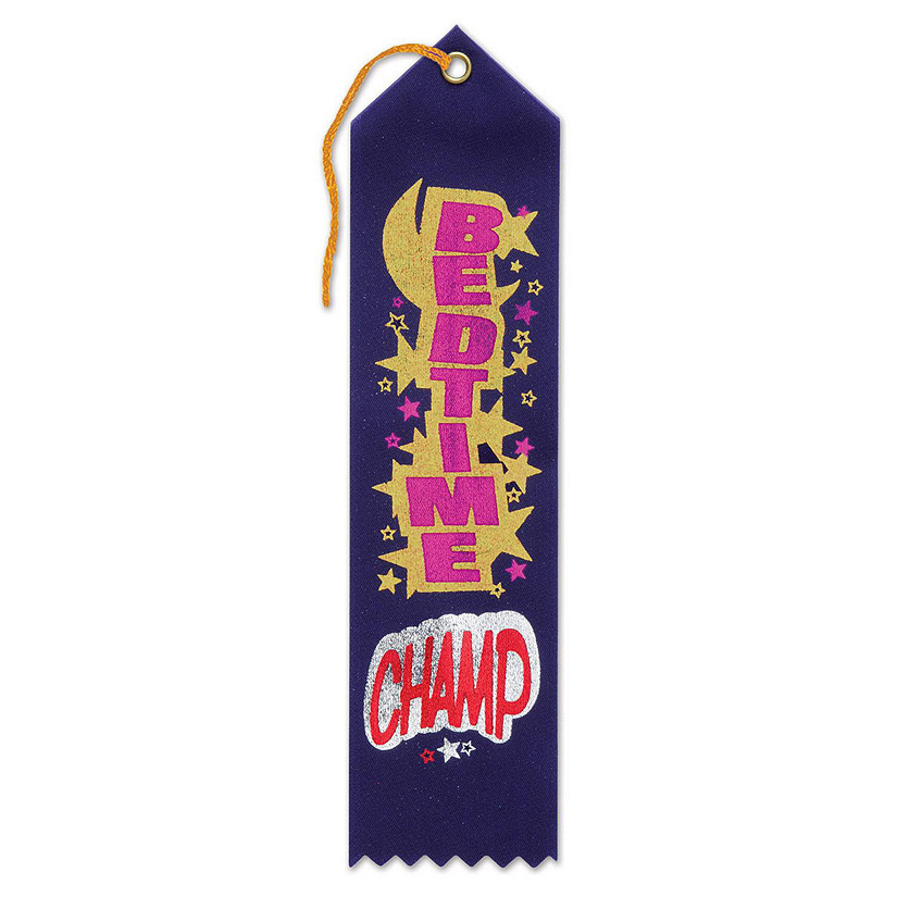 Bedtime Champ Award Ribbon Of Size 2\" X 8\" For Christmas - Beistle