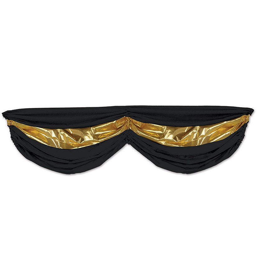 Beistle - Black &amp; Gold Fabric Bunting - 6 Pack Image