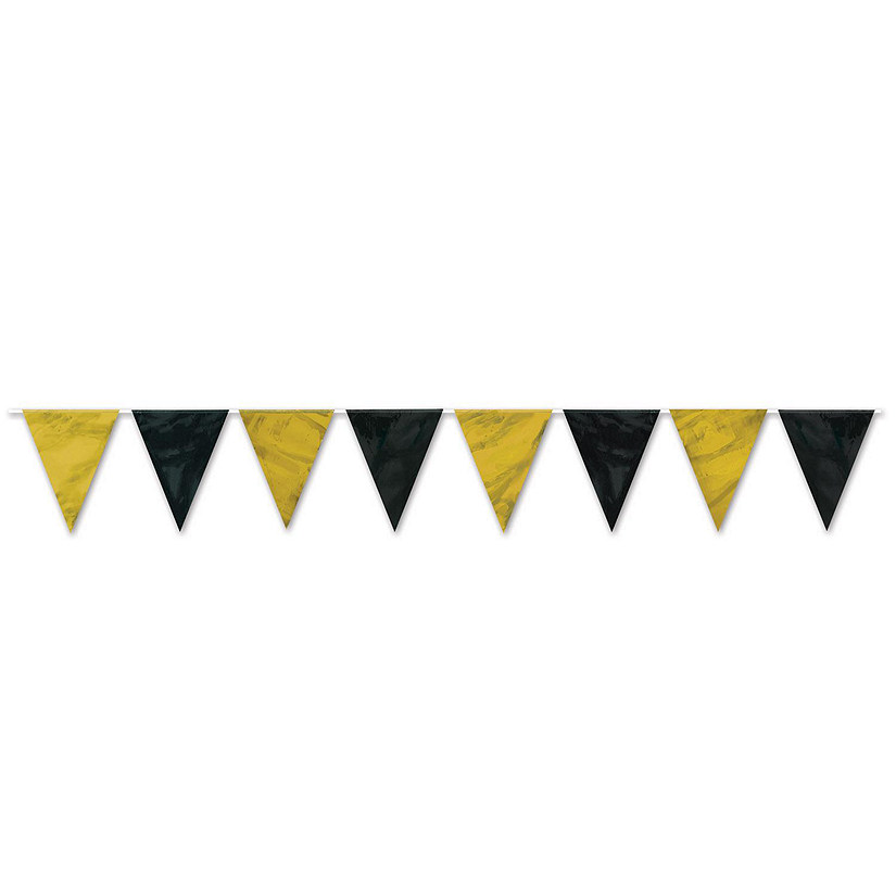 Beistle - Black &amp; Gold Pennant Banner - 12 Pack Image