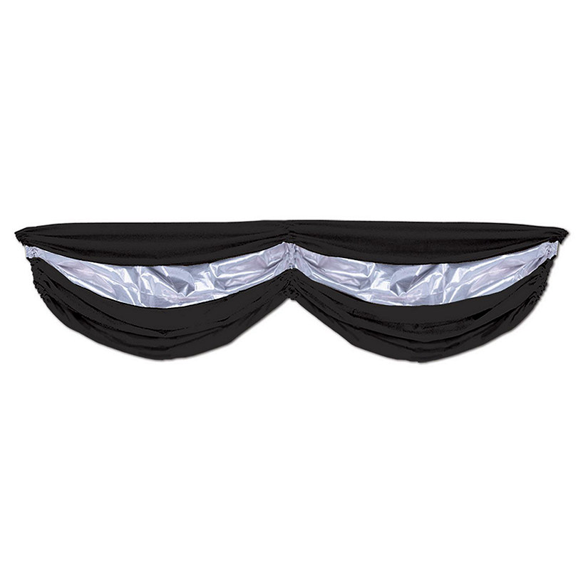 Beistle - Black &amp; Silver Fabric Bunting - 6 Pack Image