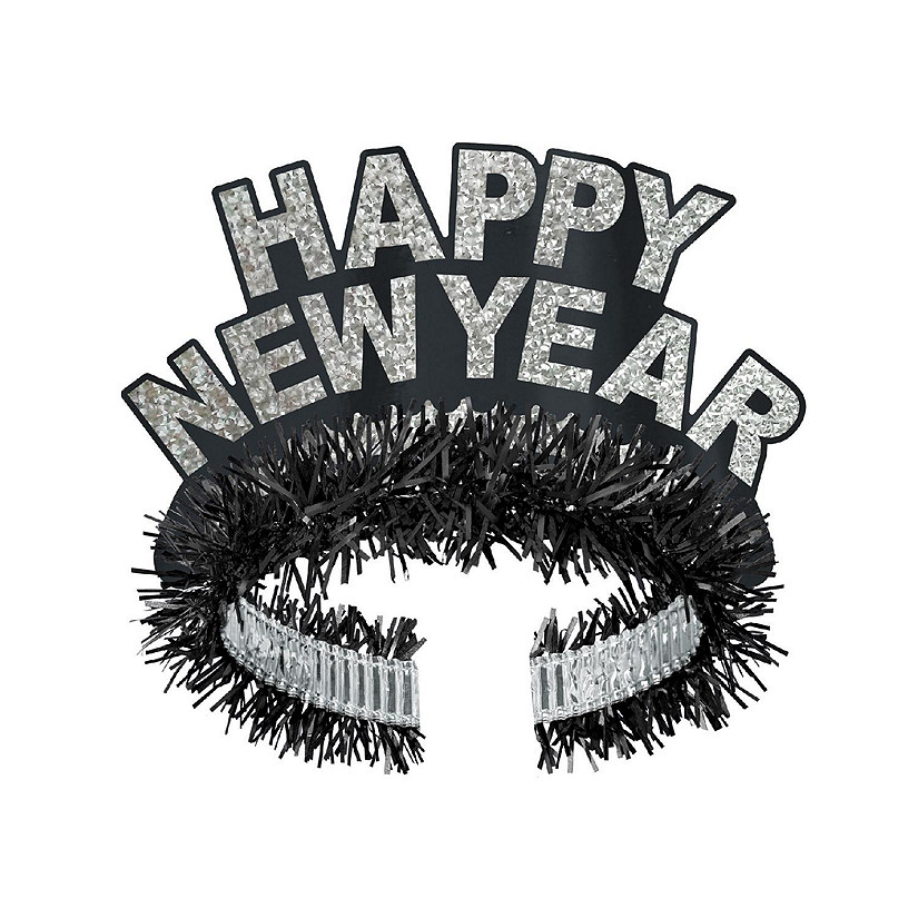 Beistle - Black &amp; Silver HNY Regal Tiara - 50 Pack Image