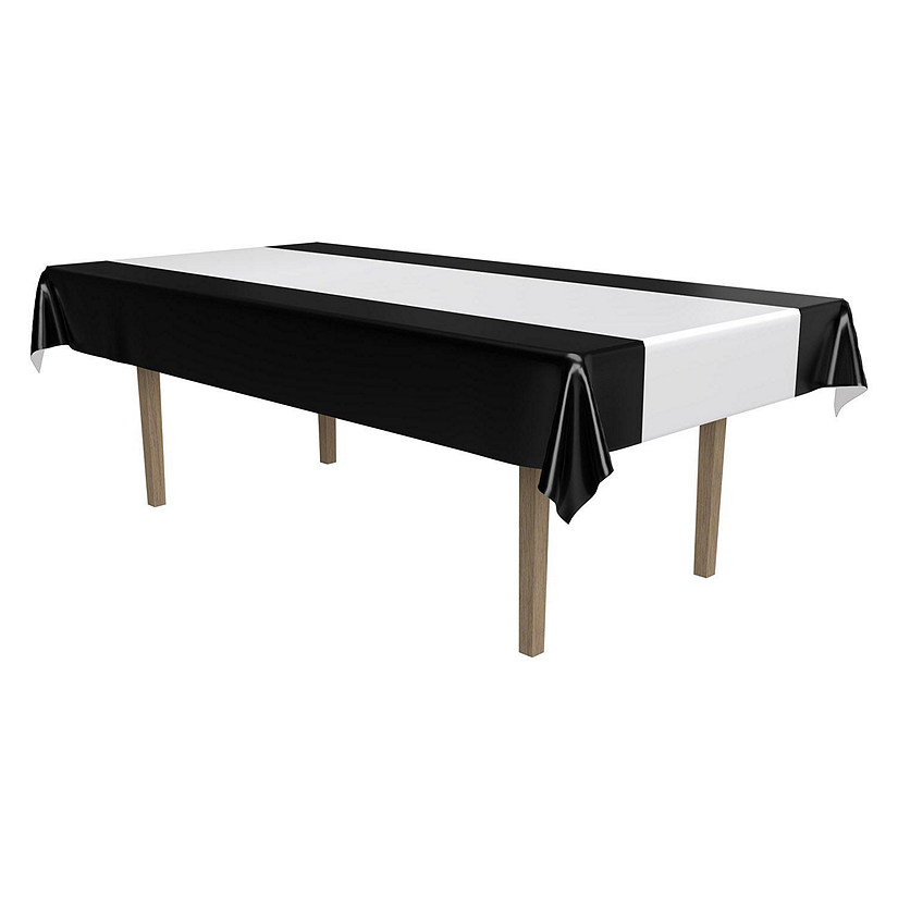 Beistle - Black &amp; Silver Tablecover - 12 Pack Image