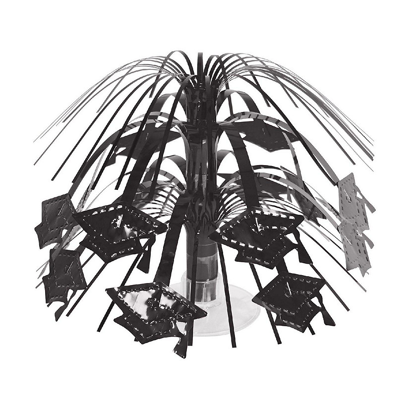 Beistle - Black Grad Cap Mini Cascade Centerpiece - 12 Pack Image