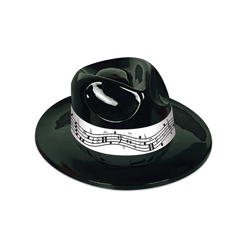 Beistle - Black Plastic Fedora w/Music Band - 25 Pack Image