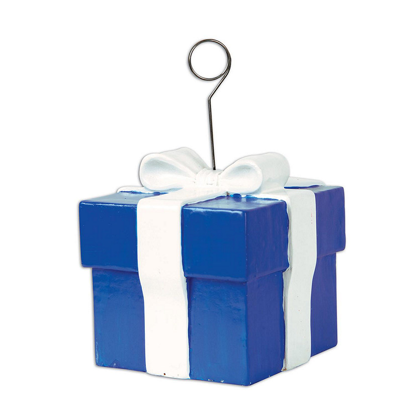 Beistle - Blue Gift Box Photo/Balloon Holder - 6 Pack Image