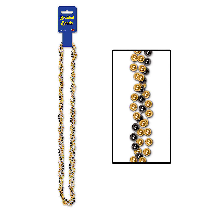 Beistle - Braided Beads - Black and Golden - 12 Pack Image