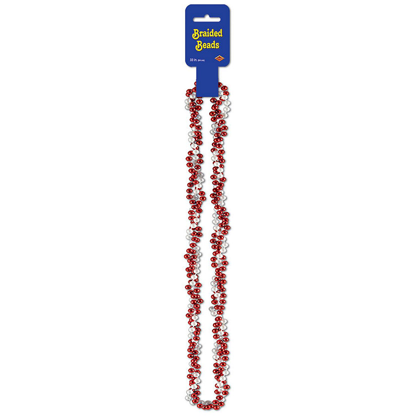 Beistle - Braided Beads - Red and White - 12 Pack Image