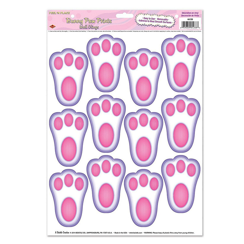 Beistle - Bunny Paw Prints Peel 'N Place - 12 Pack Image