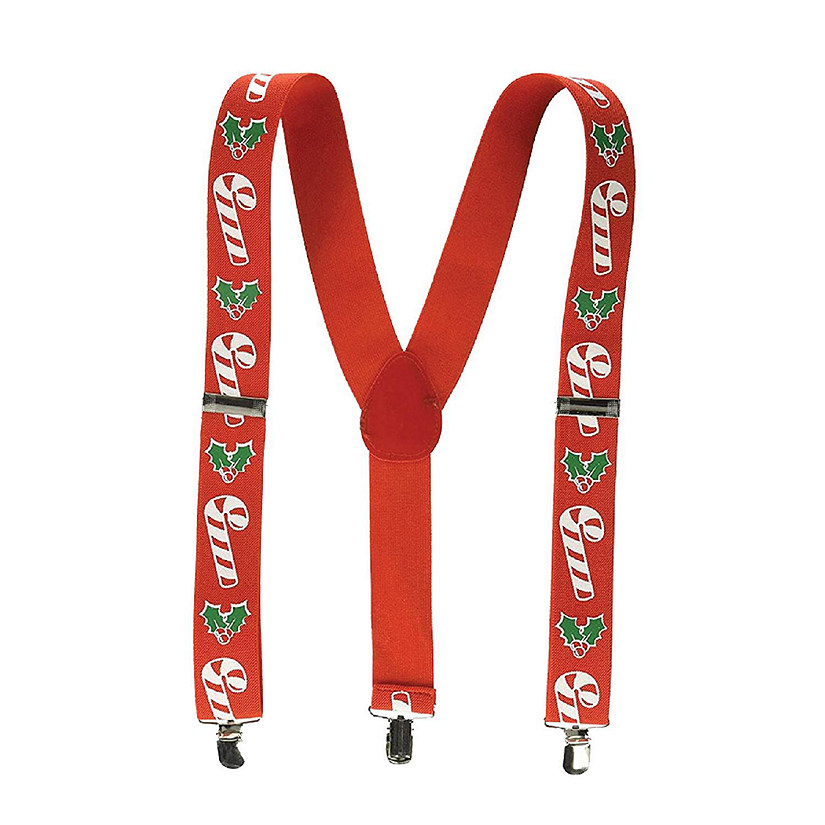 Beistle - Candy Cane &amp; Holly Suspenders - 12 Pack Image