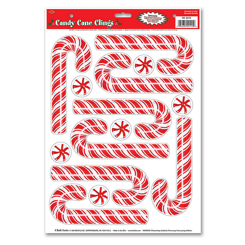 Beistle - Candy Cane Clings - 12 Pack Image