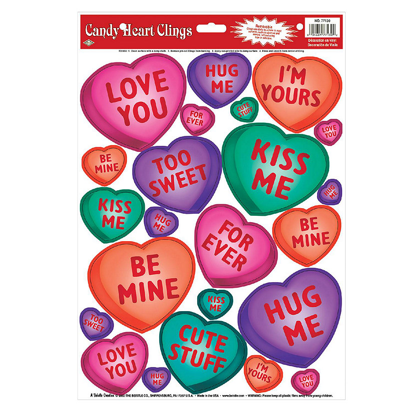 Beistle - Candy Heart Clings - 12 Pack Image