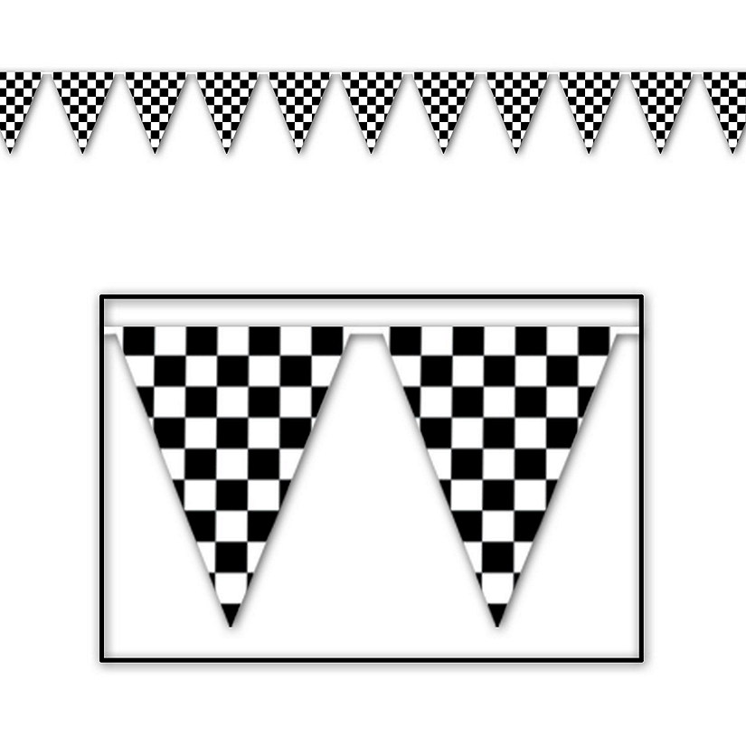 Beistle - Checkered Pennant Banner - 17" x 30' - 12 Pack Image