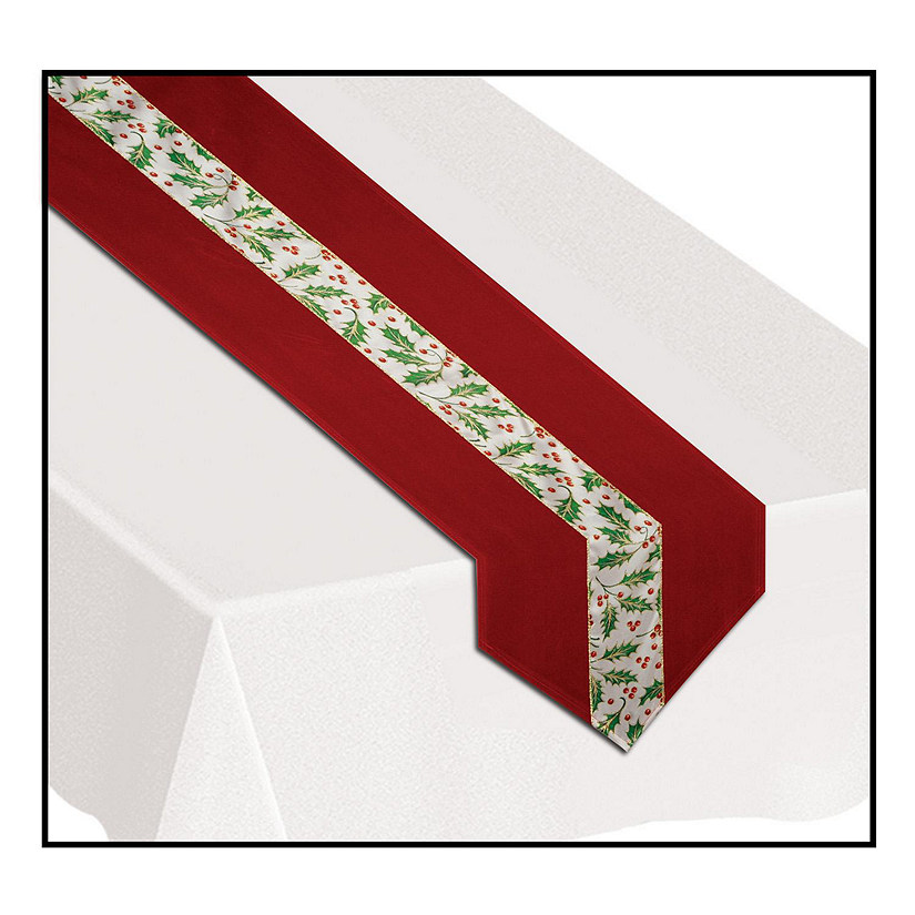 Beistle - Christmas Holly Fabric Table Runner - 6 Pack Image