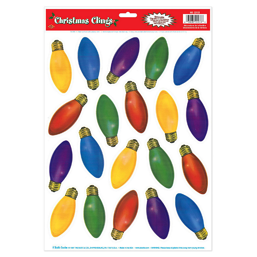 Beistle - Christmas Light Bulb Clings - 12 Pack Image