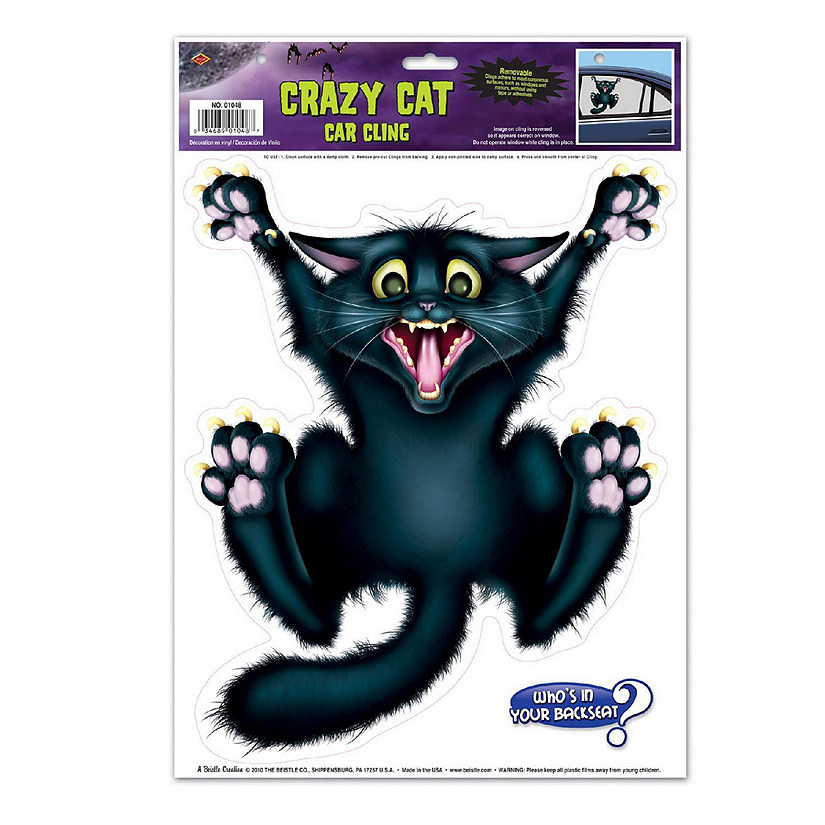 Beistle - Crazy Cat Car Cling - 12 Pack Image
