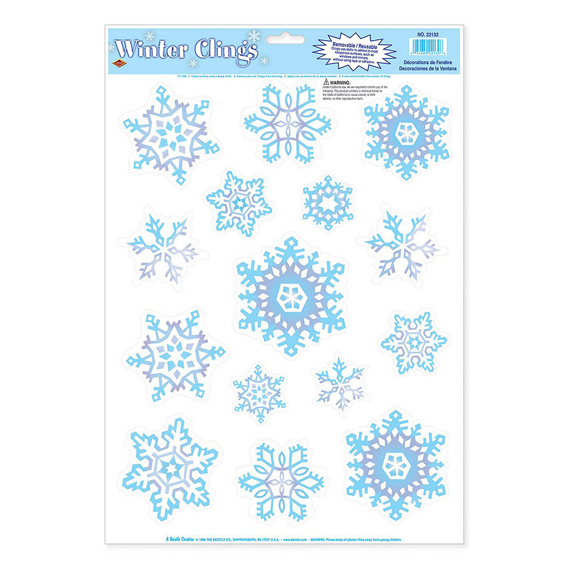 Beistle - Crystal Snowflake Clings - 12 Pack Image