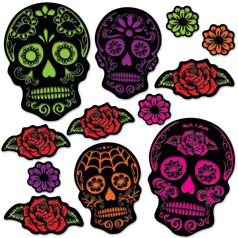 Beistle Day Of The Dead Sugar Skull Cutouts 12 Pack Oriental Trading