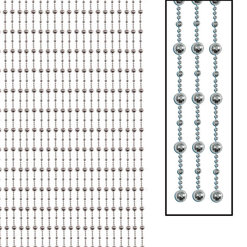 Beistle - Disco Ball Bead Curtain - Silver - 1 Pack Image