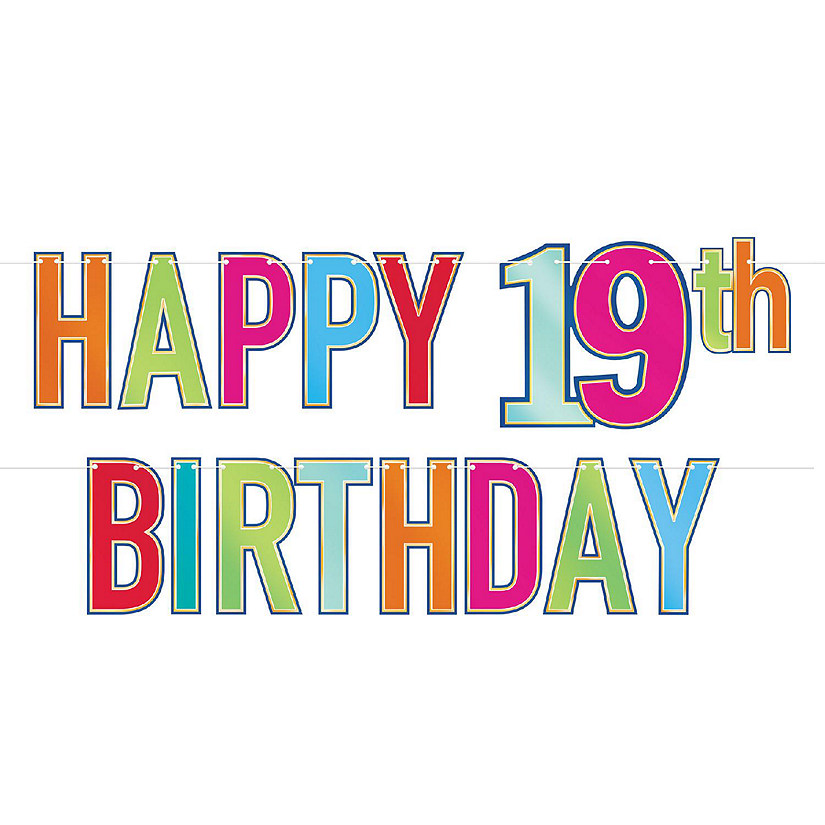 Beistle - Foil Happy "19th" Birthday Streamer - Multicolor - 12 Pack Image