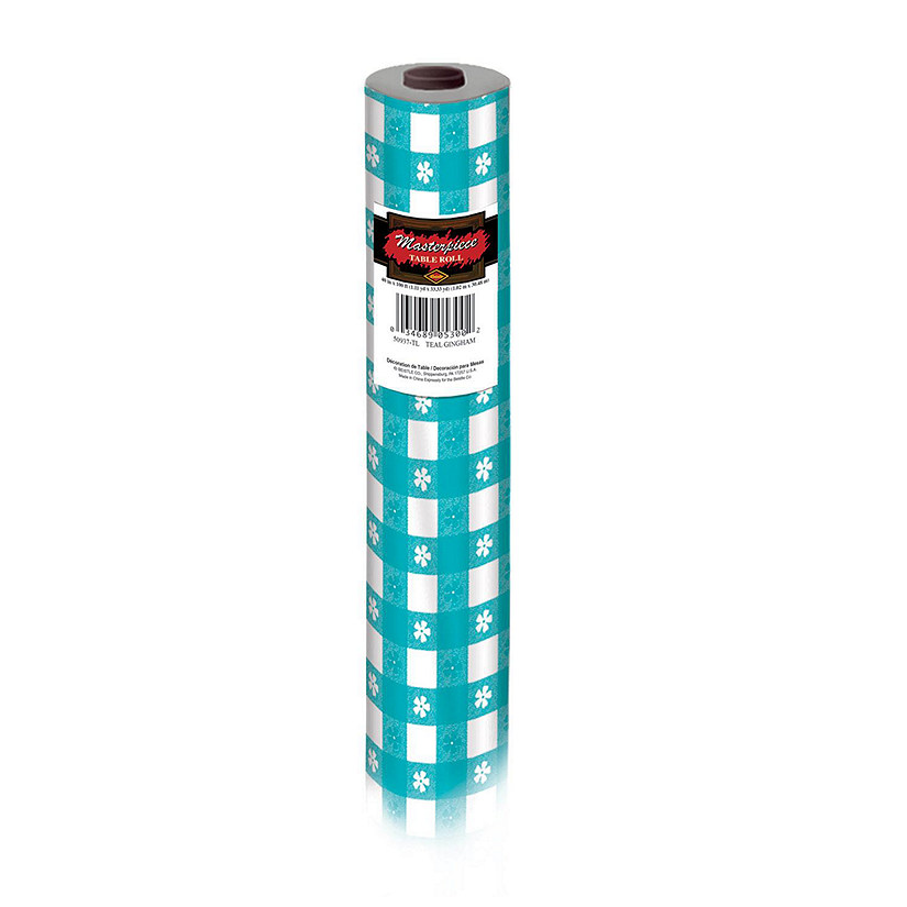 Beistle - Gingham Table Roll - Teal - 1 Pack Image