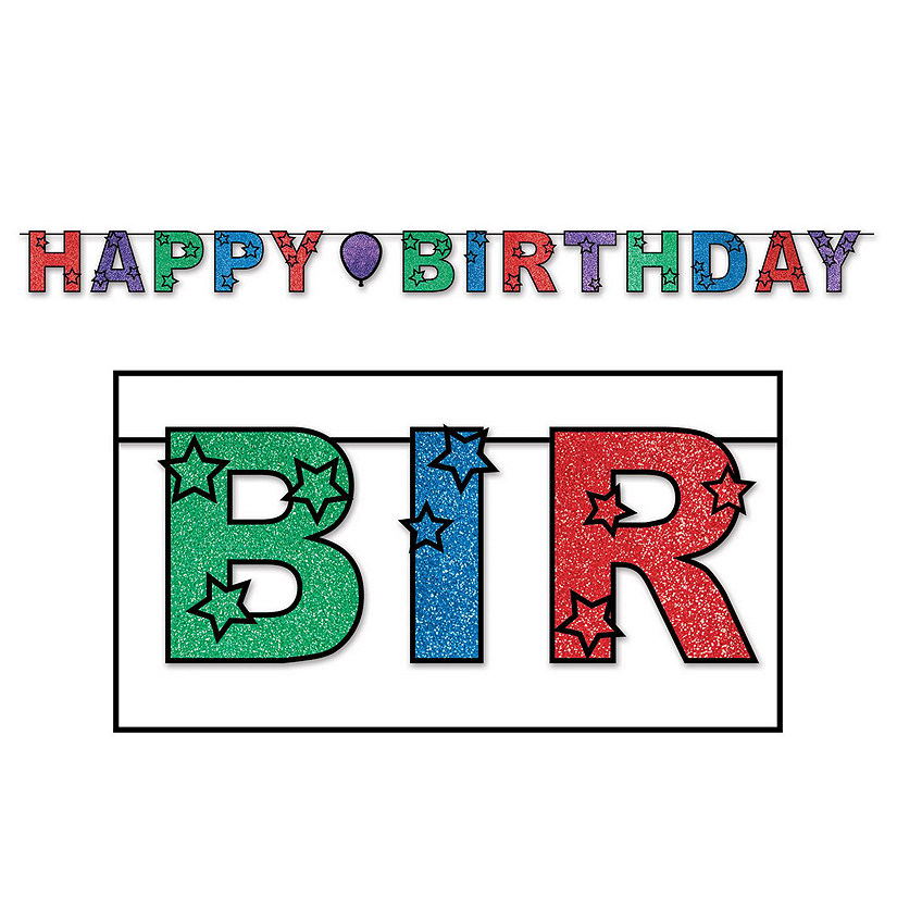 Beistle - Glittered Happy Birthday Streamer - 12 Pack Image