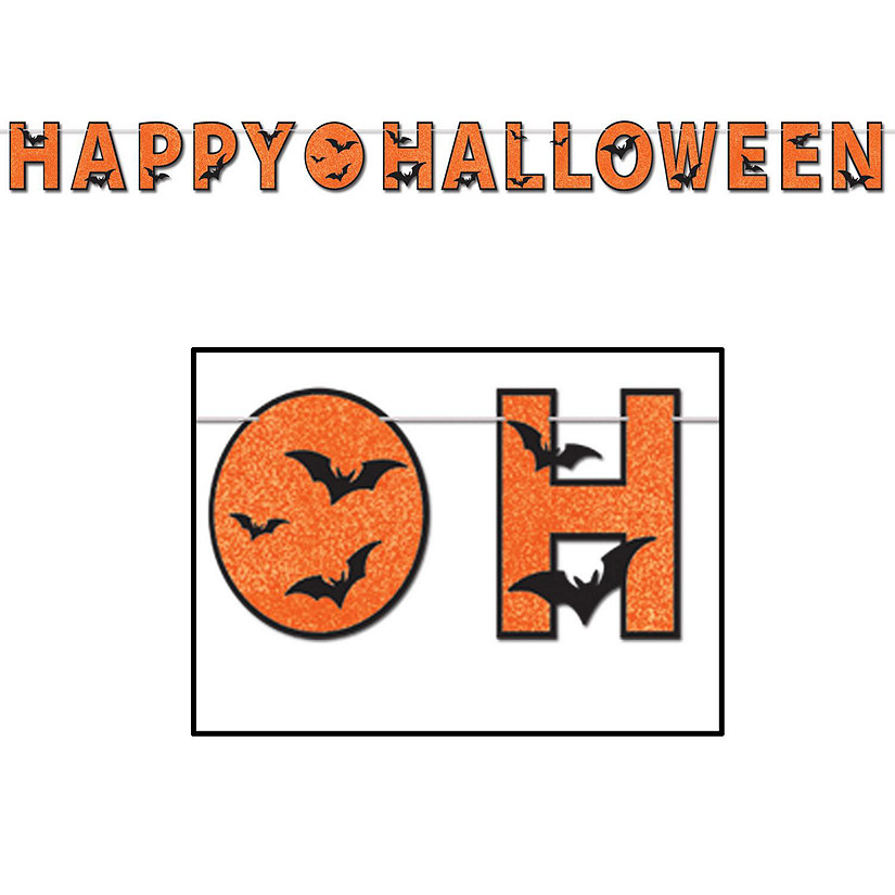 Beistle - Glittered Happy Halloween Streamer - 12 Pack Image