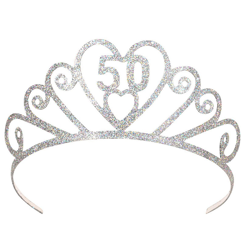 Beistle - Glittered Metal 50th Birthday Tiara - 6 Pack Image