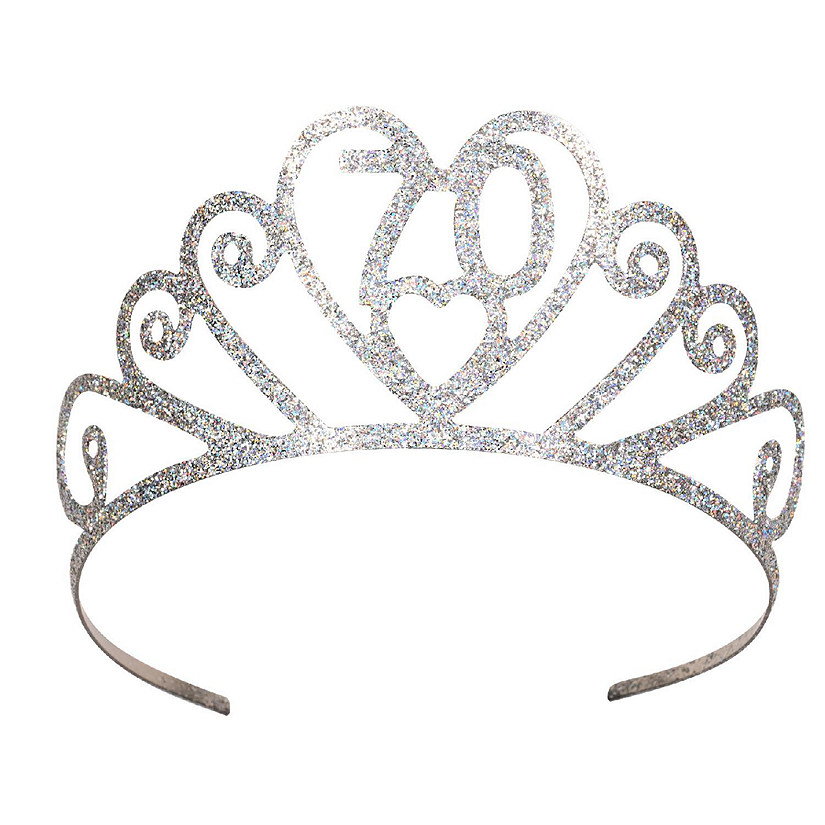 Beistle - Glittered Metal 70th Birthday Tiara - 6 Pack Image