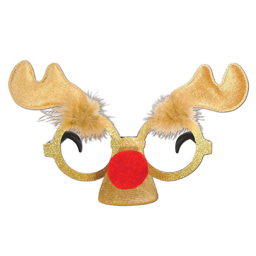 Beistle - Glittered Reindeer Glasses - 12 Pack Image