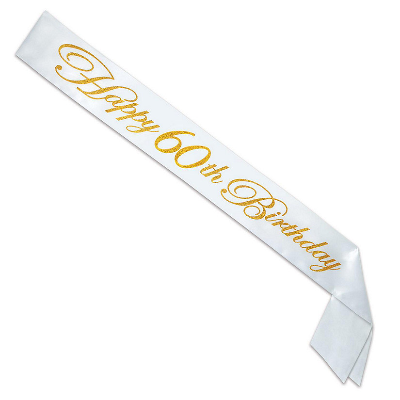Beistle - Gltrd Happy "60th" Birthday Satin Sash - 6 Pack Image