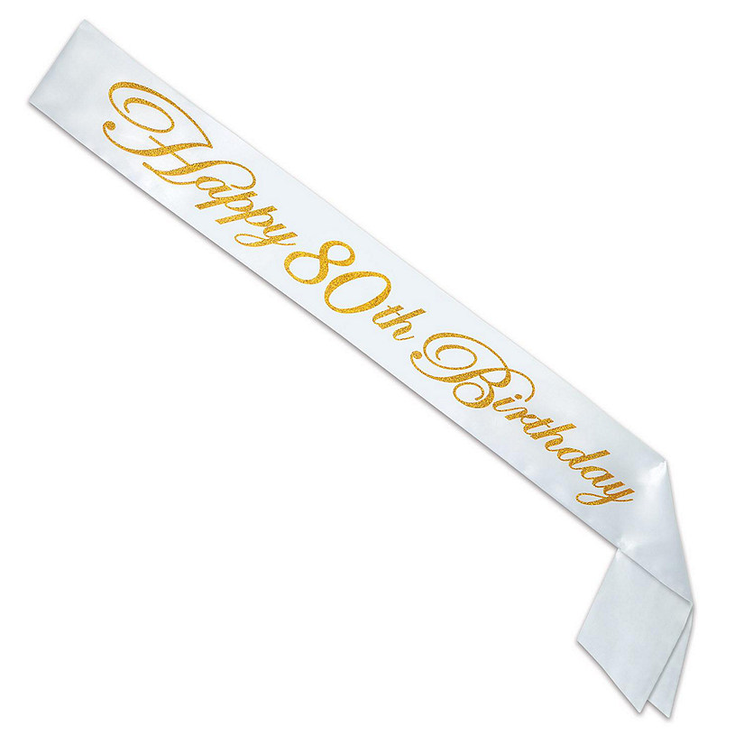 Beistle - Gltrd Happy "80th" Birthday Satin Sash - 6 Pack Image