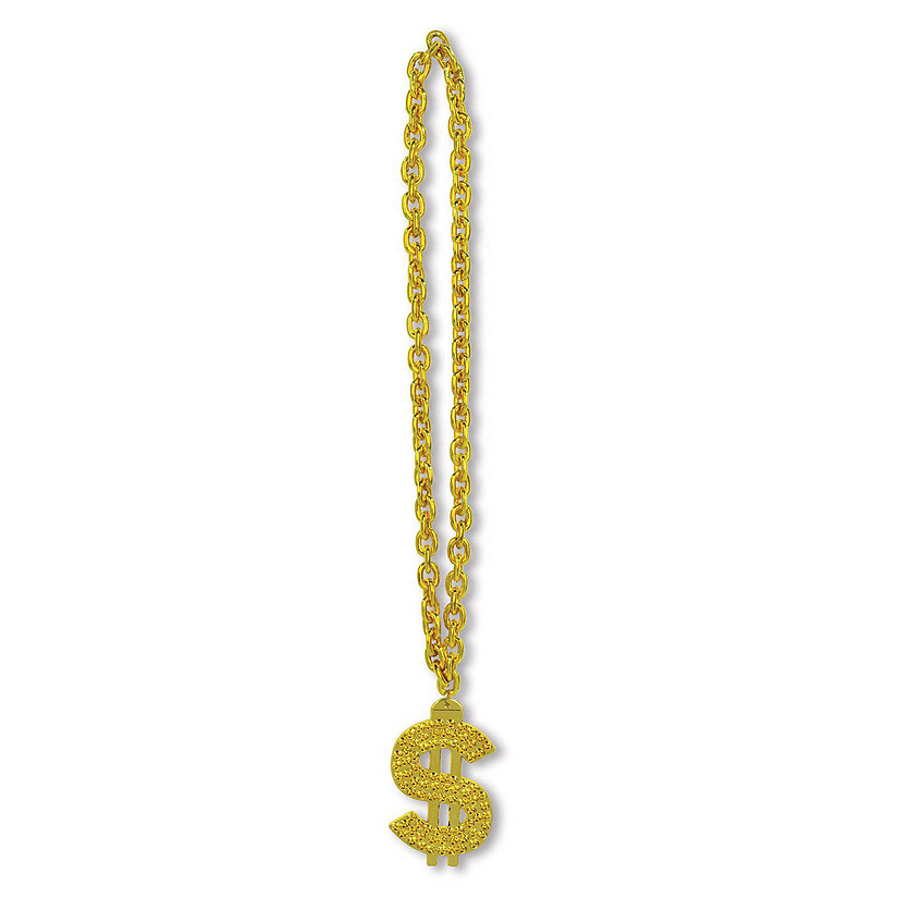 Beistle - Gold Chain Beads w/"$" Medallion - 12 Pack Image