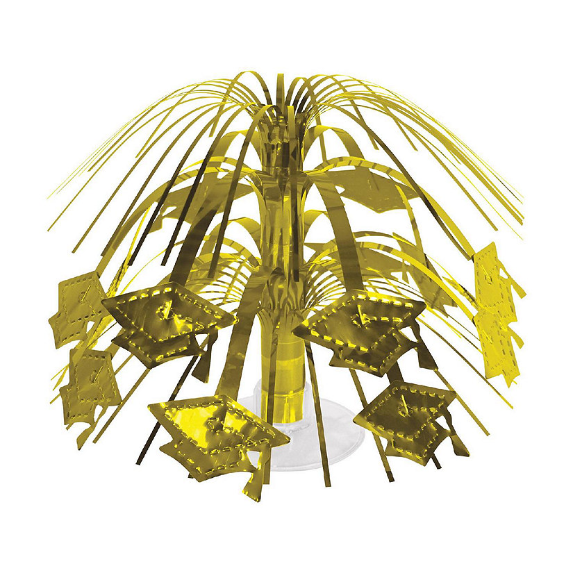 Beistle - Gold Grad Cap Mini Cascade Centerpiece - 12 Pack Image