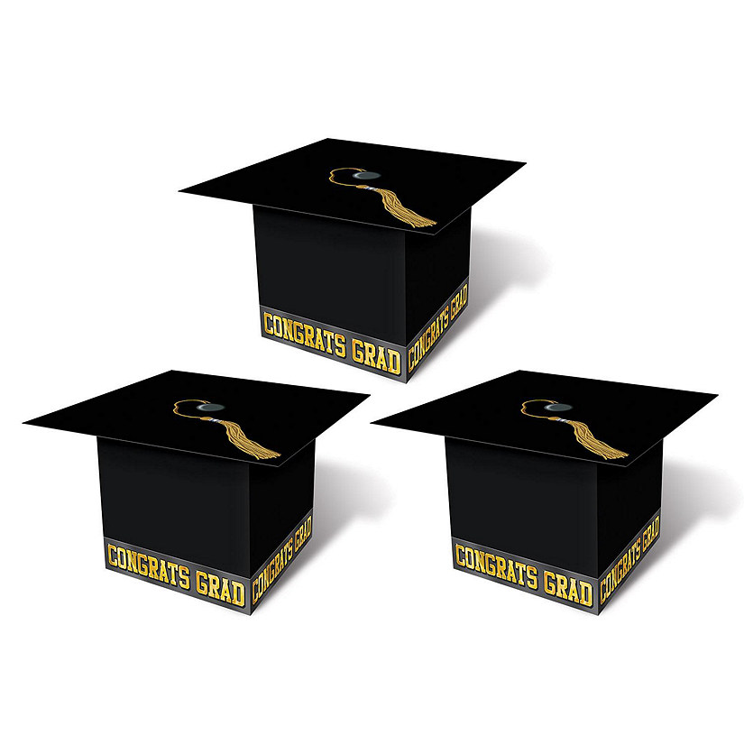Beistle - Grad Cap Favor Boxes - Black - 12 Pack Image
