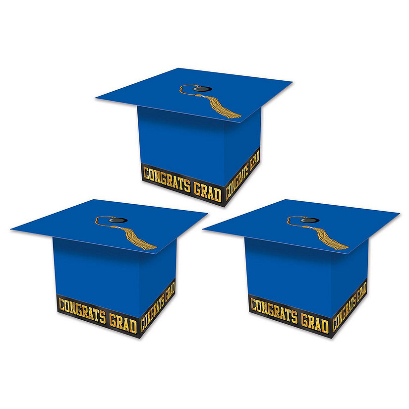 Beistle - Grad Cap Favor Boxes - Blue - 12 Pack Image