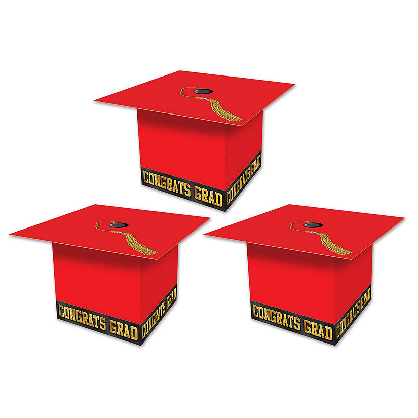 Beistle - Grad Cap Favor Boxes - Red - 12 Pack Image