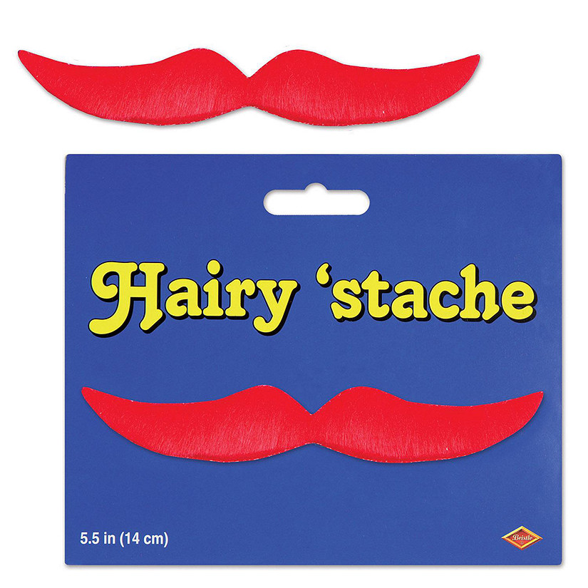 Beistle - Hairy 'stache - Red - 12 Pack Image
