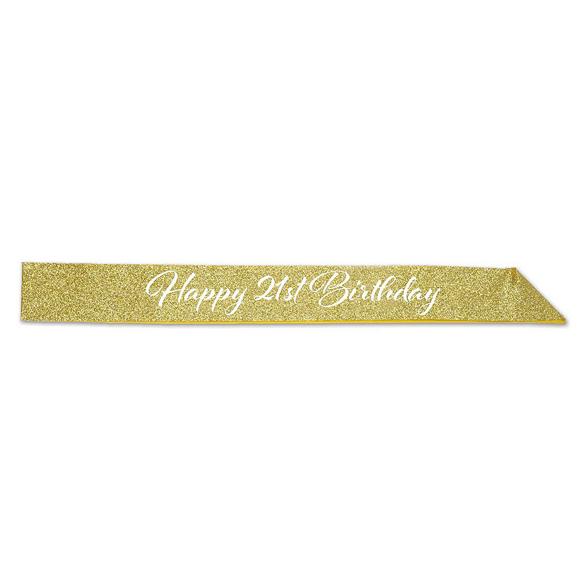 Beistle - Happy "21st" Birthday Glittered Sash - 6 Pack Image