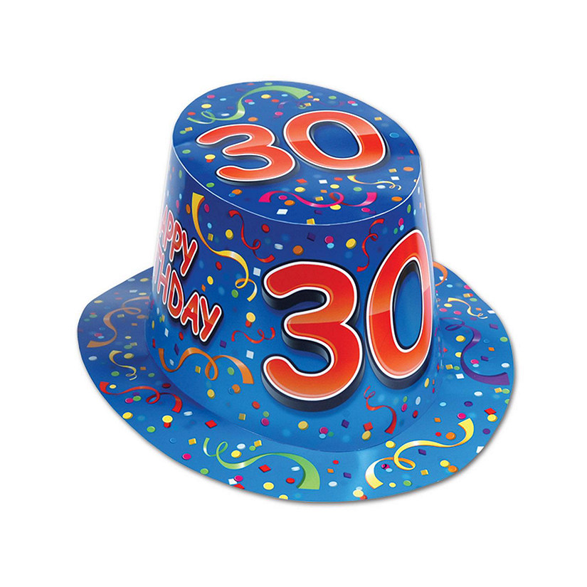 Beistle - Happy 30th Birthday Hi-Hat - Blue - 25 Pack Image