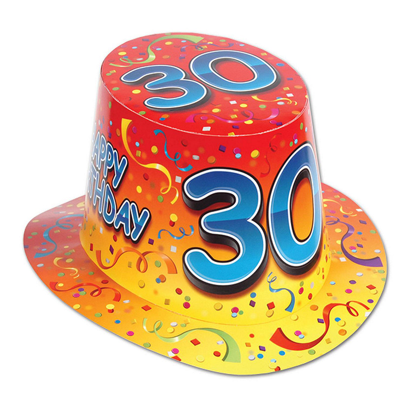 Beistle - Happy 30th Birthday Hi-Hat - Multicolor - 25 Pack Image