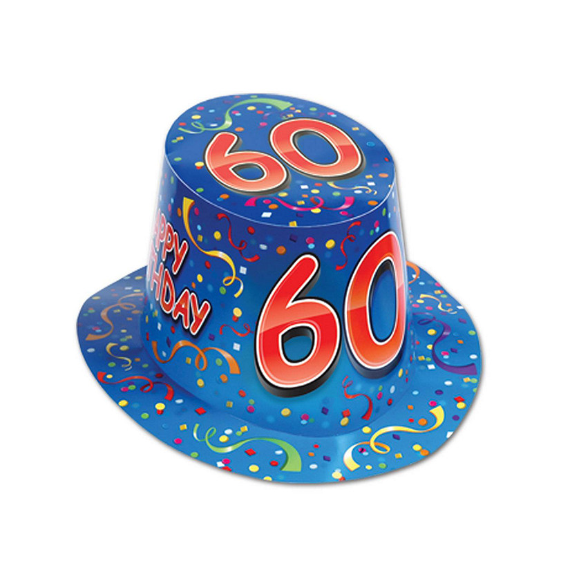 Beistle - Happy 60th Birthday Hi-Hat - Blue - 25 Pack Image