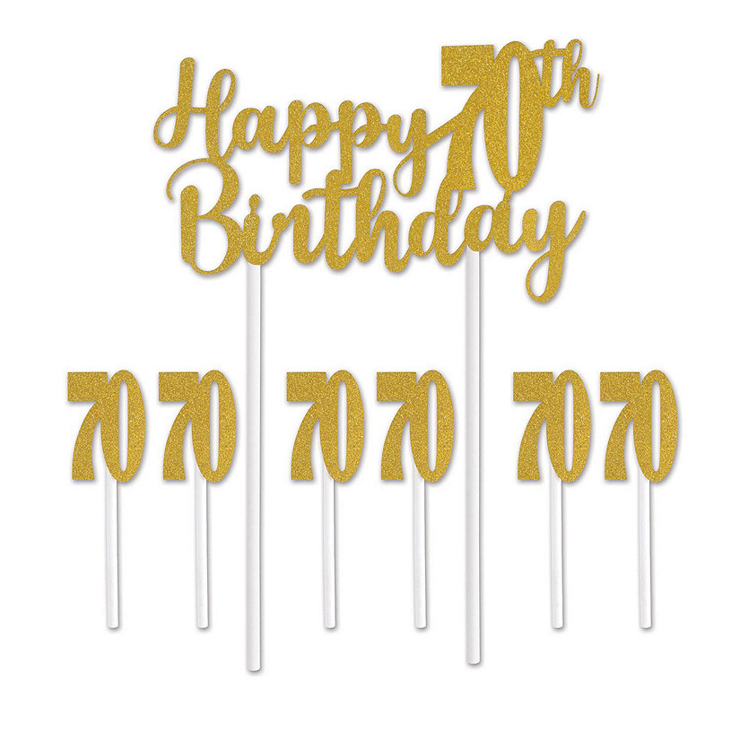 Beistle - Happy "70th" Birthday Cake Topper - 12 Pack Image