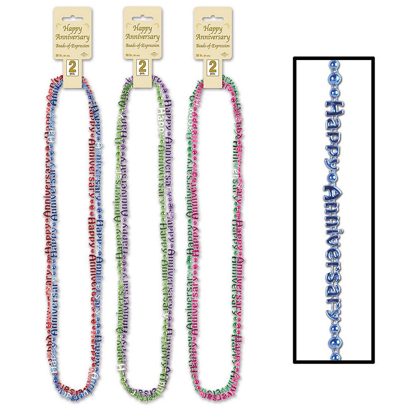 Beistle - Happy Anniversary Beads-Of-Expression - Multicolor - 12 Pack Image